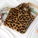 Winter Fashion Faux Fur Bag Large Capacity Leopard Print Bag Women's One-shoulder Messenger Handbag Bag Plush Female Bag - ENSEIGNE DENIS