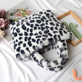 Winter Fashion Faux Fur Bag Large Capacity Leopard Print Bag Women's One-shoulder Messenger Handbag Bag Plush Female Bag - ENSEIGNE DENIS