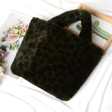 Winter Fashion Faux Fur Bag Large Capacity Leopard Print Bag Women's One-shoulder Messenger Handbag Bag Plush Female Bag - ENSEIGNE DENIS