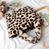 Winter Fashion Faux Fur Bag Large Capacity Leopard Print Bag Women's One-shoulder Messenger Handbag Bag Plush Female Bag - ENSEIGNE DENIS