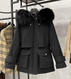 Large Natural Raccoon Fox Fur Hooded Winter Down Coat Women 90% White Duck Down Jacket Thick Warm Parkas Female Outerwear - ENSEIGNE DENIS