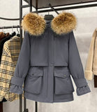 Large Natural Raccoon Fox Fur Hooded Winter Down Coat Women 90% White Duck Down Jacket Thick Warm Parkas Female Outerwear - ENSEIGNE DENIS