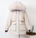 Large Natural Raccoon Fox Fur Hooded Winter Down Coat Women 90% White Duck Down Jacket Thick Warm Parkas Female Outerwear - ENSEIGNE DENIS