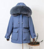Large Natural Raccoon Fox Fur Hooded Winter Down Coat Women 90% White Duck Down Jacket Thick Warm Parkas Female Outerwear - ENSEIGNE DENIS