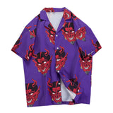 Hawaiian Shirt Men Hip Hop streetwear Devil Anime Printing Shirts camisa masculina short sleeve for men Holiday Beach shirts