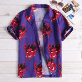 Hawaiian Shirt Men Hip Hop streetwear Devil Anime Printing Shirts camisa masculina short sleeve for men Holiday Beach shirts