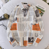 Autumn New Men Long Sleeve Shirt Personality Newspaper Print Men Streetwear Shirt Casual Fashion Plus Size Loose Shirts For Men - ENSEIGNE DENIS