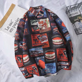 Autumn New Men Long Sleeve Shirt Personality Newspaper Print Men Streetwear Shirt Casual Fashion Plus Size Loose Shirts For Men - ENSEIGNE DENIS