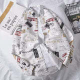 Autumn New Men Long Sleeve Shirt Personality Newspaper Print Men Streetwear Shirt Casual Fashion Plus Size Loose Shirts For Men - ENSEIGNE DENIS