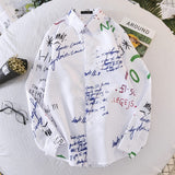 Autumn New Men Long Sleeve Shirt Personality Newspaper Print Men Streetwear Shirt Casual Fashion Plus Size Loose Shirts For Men - ENSEIGNE DENIS