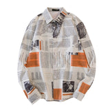 Autumn New Men Long Sleeve Shirt Personality Newspaper Print Men Streetwear Shirt Casual Fashion Plus Size Loose Shirts For Men - ENSEIGNE DENIS