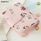 Wallets Women Cartoon Printing Kawaii Coin Pockets Card Holder Mini Purse Womens Korean Style Hasp Foldable Chic PU Leather New - ENSEIGNE DENIS