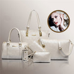 6 Pcs / Set Fashion Women Composite Bags PU Leather Diamond Lattice Print Women Handbag Shoulder Bag Wallets Purse Key Bag Set - ENSEIGNE DENIS