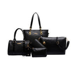 6 Pcs / Set Fashion Women Composite Bags PU Leather Diamond Lattice Print Women Handbag Shoulder Bag Wallets Purse Key Bag Set - ENSEIGNE DENIS