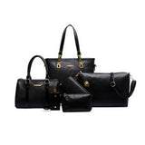 6 Pcs / Set Fashion Women Composite Bags PU Leather Diamond Lattice Print Women Handbag Shoulder Bag Wallets Purse Key Bag Set - ENSEIGNE DENIS