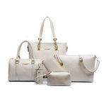 6 Pcs / Set Fashion Women Composite Bags PU Leather Diamond Lattice Print Women Handbag Shoulder Bag Wallets Purse Key Bag Set - ENSEIGNE DENIS