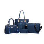 6 Pcs / Set Fashion Women Composite Bags PU Leather Diamond Lattice Print Women Handbag Shoulder Bag Wallets Purse Key Bag Set - ENSEIGNE DENIS