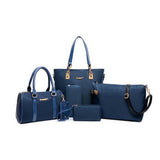 6 Pcs / Set Fashion Women Composite Bags PU Leather Diamond Lattice Print Women Handbag Shoulder Bag Wallets Purse Key Bag Set - ENSEIGNE DENIS