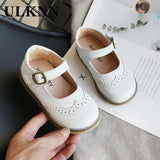 ULKNN New Grils Leather Shoes Casual Girls Autumn Winter Kids Pu Show White Shoes Children's  Black Pink size 21-30 Flats