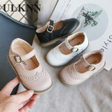 ULKNN New Grils Leather Shoes Casual Girls Autumn Winter Kids Pu Show White Shoes Children's  Black Pink size 21-30 Flats