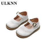 ULKNN New Grils Leather Shoes Casual Girls Autumn Winter Kids Pu Show White Shoes Children's  Black Pink size 21-30 Flats