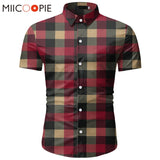 Red Plaid Shirt Men 2020 Summer Brand Classic Short Sleeve Dress Shirt Casual Button Down Office Workwear Chemise Homme M-3XL - ENSEIGNE DENIS