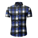 Red Plaid Shirt Men 2020 Summer Brand Classic Short Sleeve Dress Shirt Casual Button Down Office Workwear Chemise Homme M-3XL - ENSEIGNE DENIS