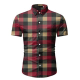 Red Plaid Shirt Men 2020 Summer Brand Classic Short Sleeve Dress Shirt Casual Button Down Office Workwear Chemise Homme M-3XL - ENSEIGNE DENIS