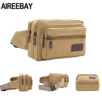 AIREEBAY 4-Zipper Pocket Men Waist Bag Casual Durable Waist Pack Belt Canvas Multifunction Traval Bag Outdoor Wear Fanny Pack - ENSEIGNE DENIS
