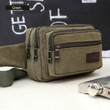 AIREEBAY 4-Zipper Pocket Men Waist Bag Casual Durable Waist Pack Belt Canvas Multifunction Traval Bag Outdoor Wear Fanny Pack - ENSEIGNE DENIS