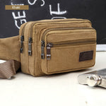 AIREEBAY 4-Zipper Pocket Men Waist Bag Casual Durable Waist Pack Belt Canvas Multifunction Traval Bag Outdoor Wear Fanny Pack - ENSEIGNE DENIS