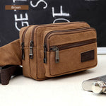 AIREEBAY 4-Zipper Pocket Men Waist Bag Casual Durable Waist Pack Belt Canvas Multifunction Traval Bag Outdoor Wear Fanny Pack - ENSEIGNE DENIS