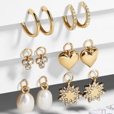 5 Pair/set 2019 Brincos Female Rhinestone Huggie Earrings Set Amazing Price Gold Small Stud Earring for Women Fashion Jewelry - ENSEIGNE DENIS