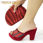 2020 Special Arrivals Summer Italian Women Shoes and Bag To Match High Quality with Shinning Crystal in Red Color for Wedding - ENSEIGNE DENIS