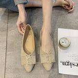 Classic Shallow Flats Casual Shoes Women Metal letters Loafers Oxford Slip On Moccasins Female Suede Leather Footwear flat shoes - ENSEIGNE DENIS