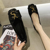 Classic Shallow Flats Casual Shoes Women Metal letters Loafers Oxford Slip On Moccasins Female Suede Leather Footwear flat shoes - ENSEIGNE DENIS