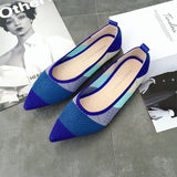 Color Casual Women Soft Shoes Breathable Knit Pointed Shoes Women's Flat Shoes Ballet Single Shoes Comfortable Pregnant Shoes - ENSEIGNE DENIS