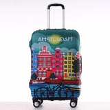 TRIPNUO Thicker Blue City Luggage Cover Suitcase Protective Cover for Trunk Case Apply to 19''-32'' Suitcase Travel Accessories