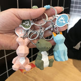 Creative Cartoon Geometric Faceted Dinosaur Panda Doll Keychain Couple Car Key Chain Backpack Hanging Gift - ENSEIGNE DENIS