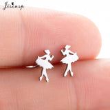 Jisensp Stainless Steel Ballet Earrings for Women Music Earing Fashion Tree of Life Stud Earring Girls Jewelry Kids Accessories - ENSEIGNE DENIS