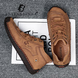 Fashion Leather Shoes Men Casual  Lace Up Men Winter Rubber Boots Casual Shoes Basic Adult Warm Fur Ankle Outdoor Bota Masculina - ENSEIGNE DENIS
