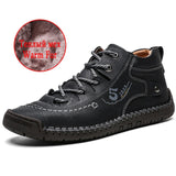 Fashion Leather Shoes Men Casual  Lace Up Men Winter Rubber Boots Casual Shoes Basic Adult Warm Fur Ankle Outdoor Bota Masculina - ENSEIGNE DENIS