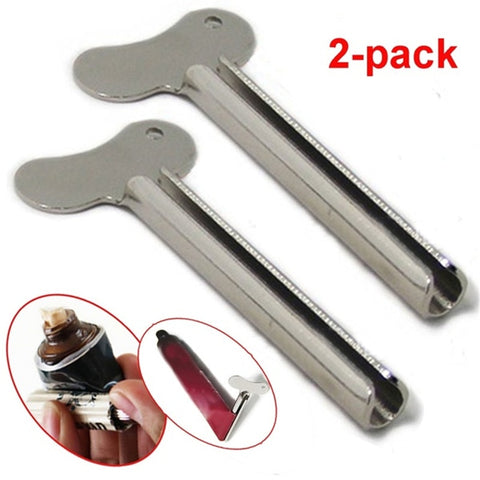 2pcs Stainless Steel Toothpaste Squeezer Bathroom Accessories Facial Cleanser Toothpaste Tube Rolling Press Squeezer Dispenser