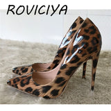 New sexy night club party wedding shoes women Leopard print high heels slip on pointed toe 12cm stiletto pump QP033 ROVICIYA - ENSEIGNE DENIS