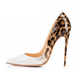 New sexy night club party wedding shoes women Leopard print high heels slip on pointed toe 12cm stiletto pump QP033 ROVICIYA - ENSEIGNE DENIS