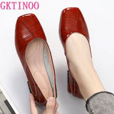 GKTINOO Brand Shoes Low Heel Ladies Pumps Genuine Leather Square Toe Colorful Square Heels Party Handmade Shoes Women - ENSEIGNE DENIS