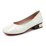 GKTINOO Brand Shoes Low Heel Ladies Pumps Genuine Leather Square Toe Colorful Square Heels Party Handmade Shoes Women - ENSEIGNE DENIS