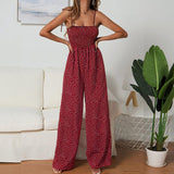 Women Polka Dot Jumpsuit High Waist Rompers Boho Yellow Spaghetti Strap Top Wide Leg Pants Female Summer 2019 Jumpsuits Ladies