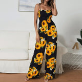Women Polka Dot Jumpsuit High Waist Rompers Boho Yellow Spaghetti Strap Top Wide Leg Pants Female Summer 2019 Jumpsuits Ladies