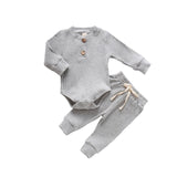 Baby Outfits Two Piece Solid Sets Infant Toddler Newborn Girls Boys Autumn Winter Baby Girl Boy Long Sleeve Romper Pants 0-24M